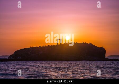 Portara - ruins of ancient temple of Delian Apollo on Naxos island, Cyclades, Greece Stock Photo