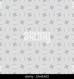 Twisted striped lines vector seamless pattern. Light gray neutral tileable background. Stock Vector