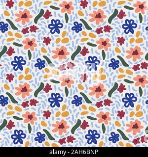 Messy Naive Childlike Floral Quaint graphic motif Stock Vector