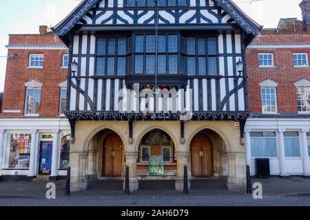 Saffron Walden market square town centre high street medium-sized market town Uttlesford district of Essex, England, uk, europe Stock Photo