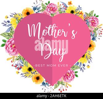 Mother Day vector template, best mom ever Stock Vector