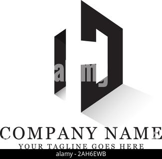 NJ initial logo inspiration, negative space letter logo designs Stock Vector