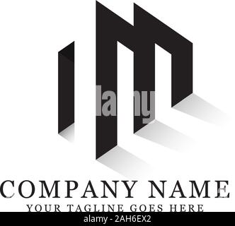 NM initial logo inspiration, negative space letter logo designs Stock Vector