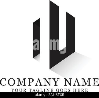 nu  LOGO DESIGNS vector with negative space Stock Vector
