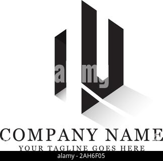nv initial logo inspiration, negative space letter logo designs Stock Vector