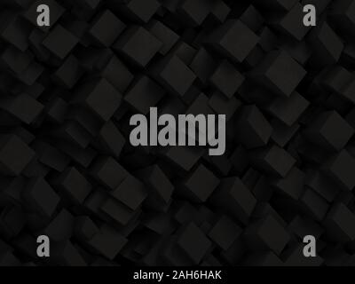 Abstract black 3D geometric background made by dark polygon boxes Stock Photo