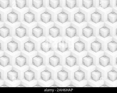 Abstract white polygonal 3D seamless pattern - geometric box structure background Stock Photo