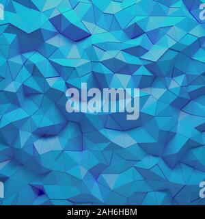 Abstract blue 3D geometric polygon facet background mosaic made by edgy triangles Stock Photo