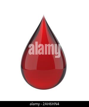 3D red blood drop isolated on white with clipping path Stock Photo