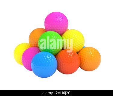 Isolated golf ball pyramide with clipping path Stock Photo