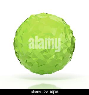 Green triangular 3D sphere on white isolated with clipping path Stock Photo