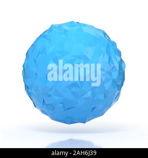 Blue triangular 3D sphere on white isolated with clipping path Stock Photo