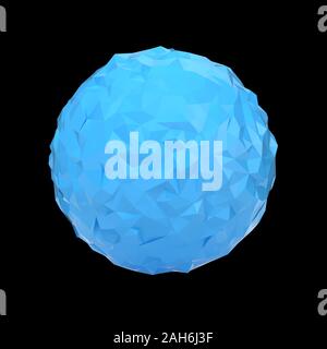 Blue triangular 3D sphere on black isolated with clipping path Stock Photo
