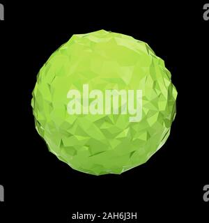 Green triangular 3D sphere on black isolated with clipping path Stock Photo