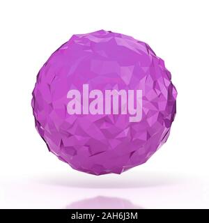 Purple triangular 3D sphere on white isolated with clipping path Stock Photo