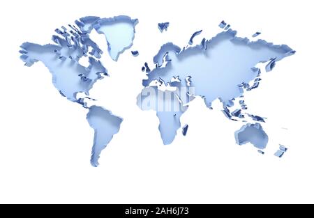 3D world map isolated on white with clipping path Stock Photo