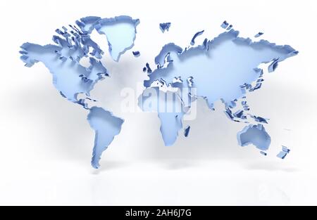 3D world map isolated on white with clipping path Stock Photo