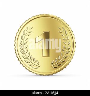 1st place golden medal 3D render - clipping path Stock Photo