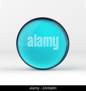 Blue clear glass sphere on white isolated with clipping path Stock Photo