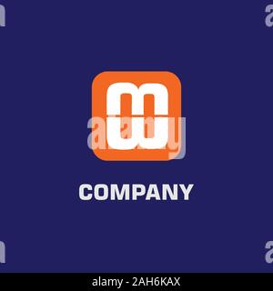 Letter MW Alpabeth Company Logo Design Template, Rounded Square Logo Concept, Orange, White, Blue Background, Vector Project EPS 10 Stock Vector