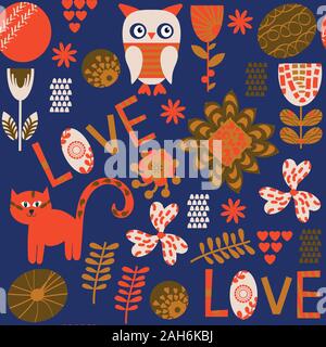 Abstract animals vector seamless pattern. It is located in swatch menu. Colorful tileable background for design surface Stock Vector