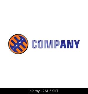 Letter EB Alphabetic Logo Design Template, Blue, Orange Ellipse, Rounded Logo Concept, White Background, Strong And Bold, Lettermark Stock Vector