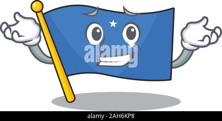 Cute and Cool Grinning flag micronesia Scroll mascot cartoon style Stock Vector