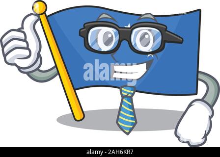 Cool Businessman flag micronesia Scroll cartoon character with glasses Stock Vector