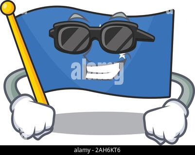 Super cool flag micronesia Scroll character with black glasses Stock Vector