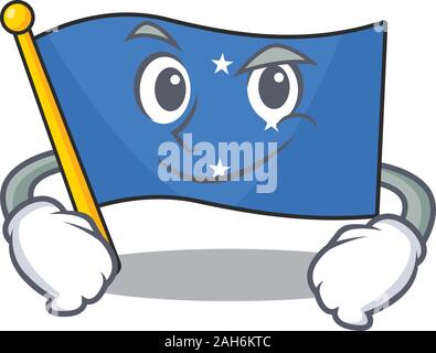 Cool flag micronesia Scroll mascot character with Smirking face Stock Vector