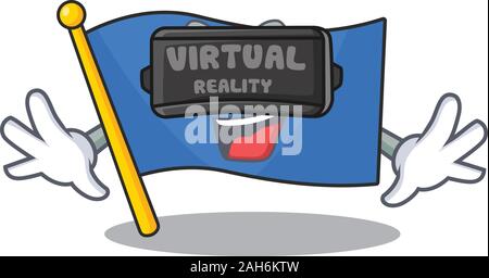 cool flag micronesia Scroll character using Virtual reality headset Stock Vector