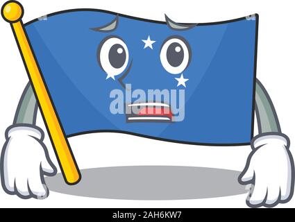 mascot of flag micronesia Scroll showing afraid look face Stock Vector