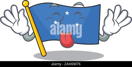 Funny face flag micronesia Scroll mascot design with Tongue out Stock Vector