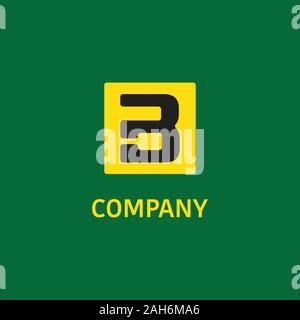 Letter B Alphabet Company Logo Design Template, Rectangle, Square Shape, OK Hand Symbol Illustration, Green Background, Yellow, Black, Vector EPS 10 Stock Vector