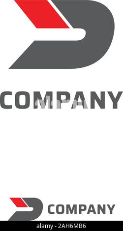 Letter D Alphabetic Company Logo Design Template, Lettermark Logo Concept, Sharp Font, Abjad, Initial, Simple Logo, Red, Gray, Speed, Power, Dynamic Stock Vector