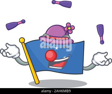 cool flag micronesia Scroll mascot cartoon style playing Juggling Stock Vector
