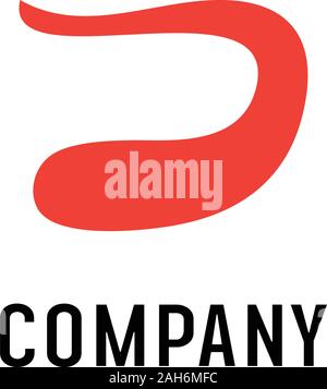 Letter D Alphabetic Company Logo Design Template, Lettermark Logotype, Abstract Rounded Font Concept, Abjad, Initial, Simple Logo, Red, Vector EPS 10 Stock Vector