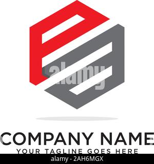 Pa Hexagonal logo vector, monogram logo template Stock Vector