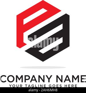 Pa Hexagonal logo vector, monogram logo template Stock Vector
