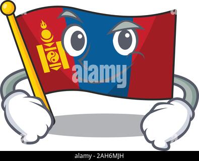 Cool flag mongolia Scroll mascot character with Smirking face Stock Vector