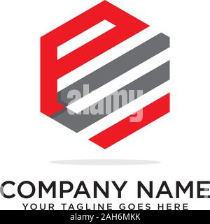 Pc Hexagonal logo vector, monogram logo template Stock Vector
