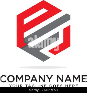 Pf Hexagonal logo vector, monogram logo template Stock Vector