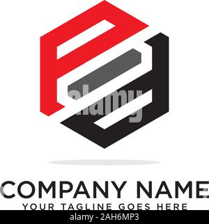 Pd Hexagonal logo vector, monogram logo template Stock Vector