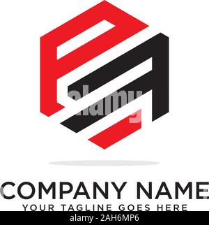 Pf Hexagonal logo vector, monogram logo template Stock Vector
