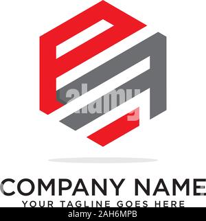 Pf Hexagonal logo vector, monogram logo template Stock Vector