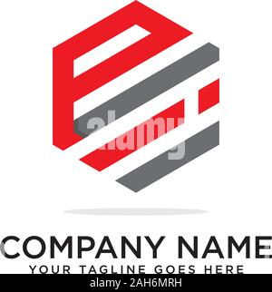 Pi Hexagonal logo vector, monogram logo template Stock Vector
