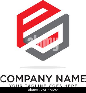 Pj Hexagonal logo vector, monogram logo template Stock Vector
