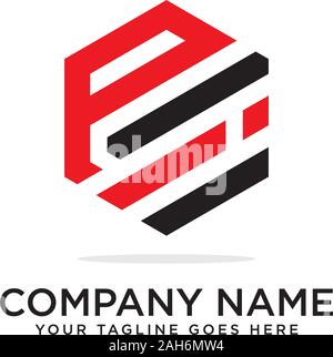 Pi Hexagonal logo vector, monogram logo template Stock Vector