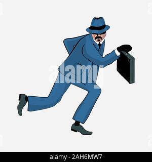 Vector illustration of a man with a suitcase. Stock Vector