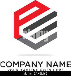Pl Hexagonal logo vector, monogram logo template Stock Vector